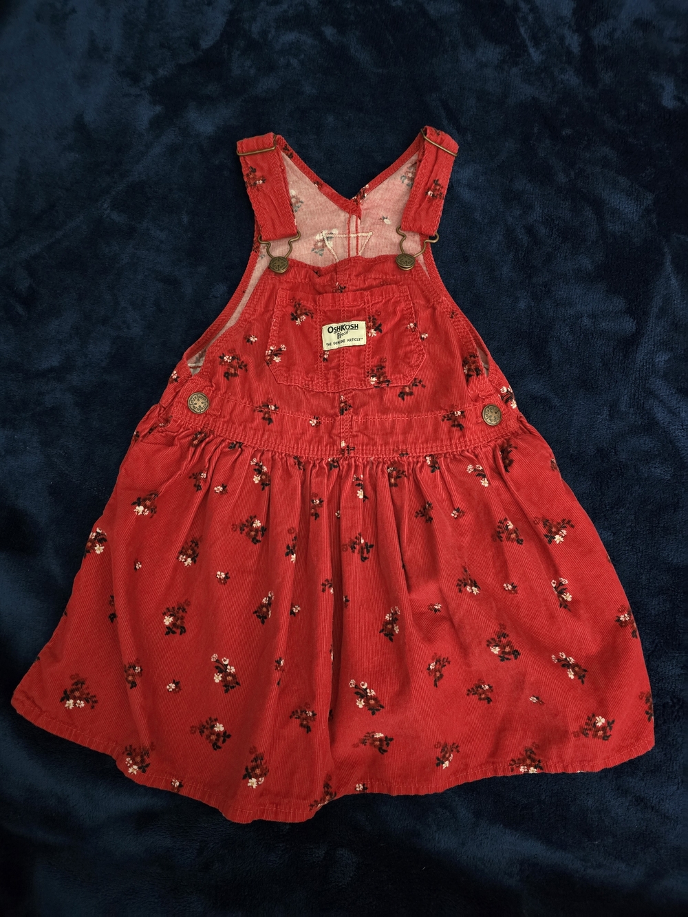 OshKosh B'gosh Red Floral Corduroy Pinafore Dress